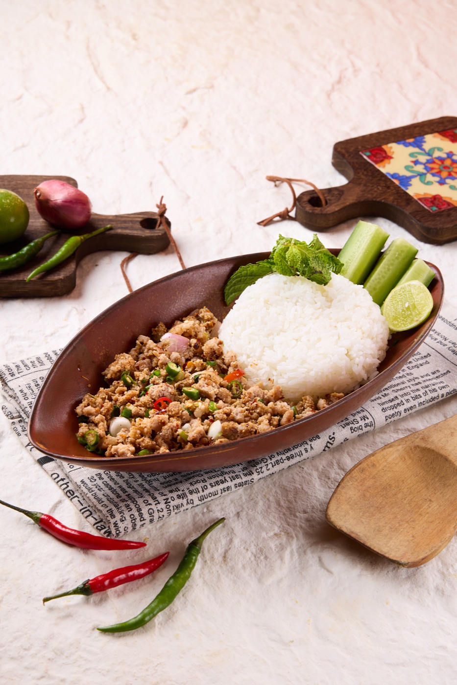 ข้าวหน้าลาบหมู — Rice with Pork Larb